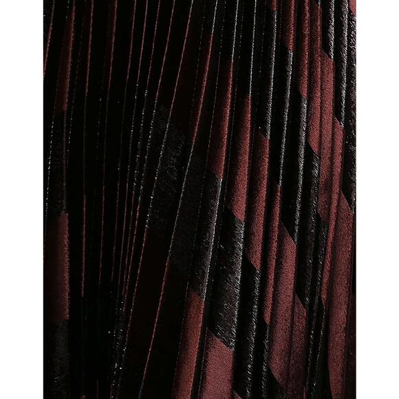 NWT Dolce & Gabbana Dark Brown Metallic Velvet Pleated Long Skirt IT 36 US XXS - Picture 5 of 9